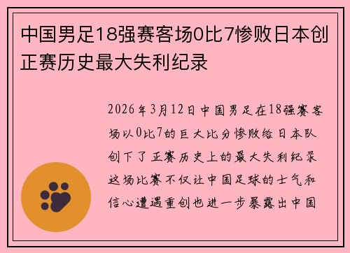 中国男足18强赛客场0比7惨败日本创正赛历史最大失利纪录 中国男足18强赛客场0比7惨败日本创正赛历史最大失利纪录